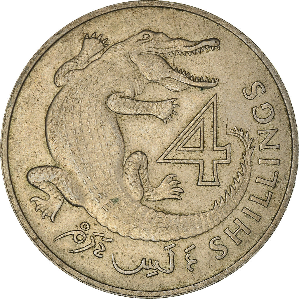Coin, GAMBIA, THE, 4 Shillings, 1966, EF(40-45), Copper-nickel, KM:6