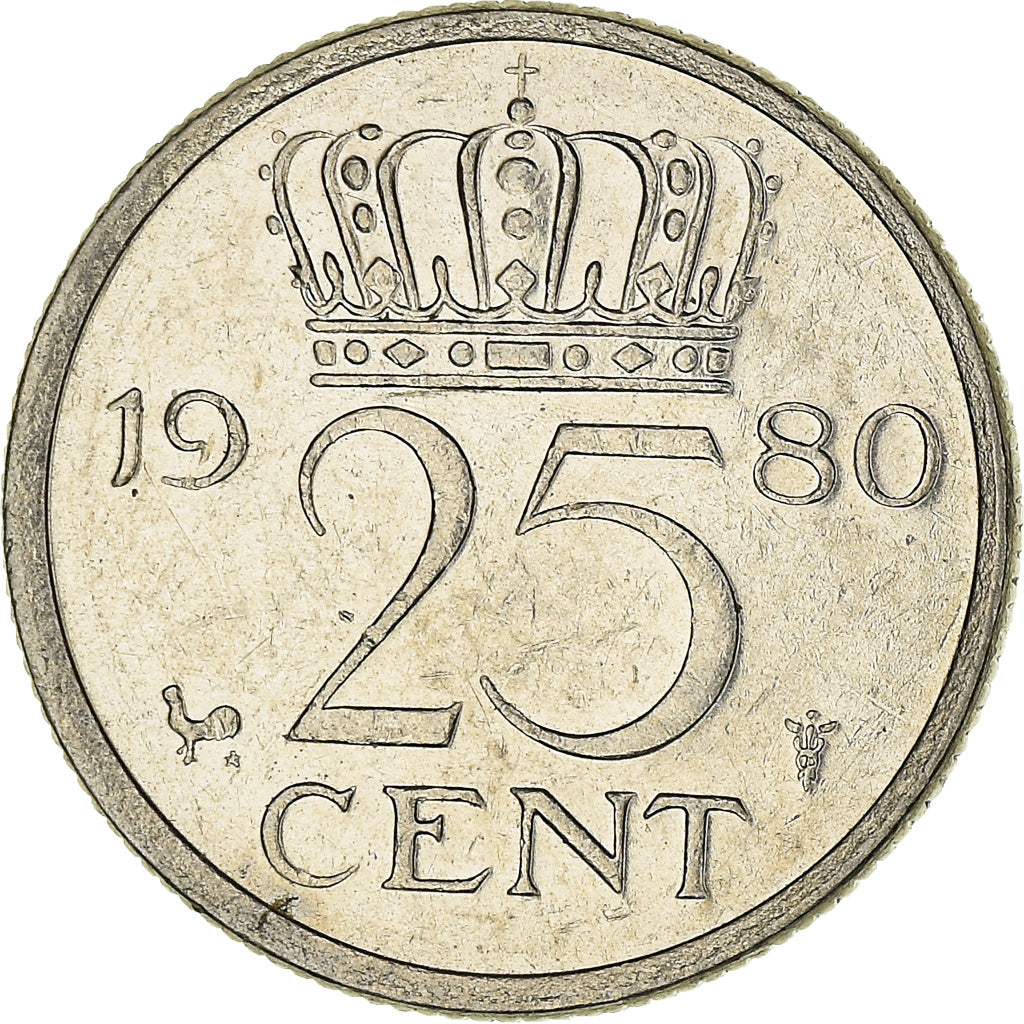 Monnaie, Pays-Bas, 25 Cents, 1980, TB+, Aluminium, KM:Pn136