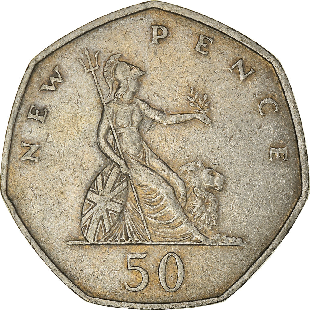 Coin, Great Britain, Elizabeth II, 50 New Pence, 1970, VF(30-35), Copper-nickel