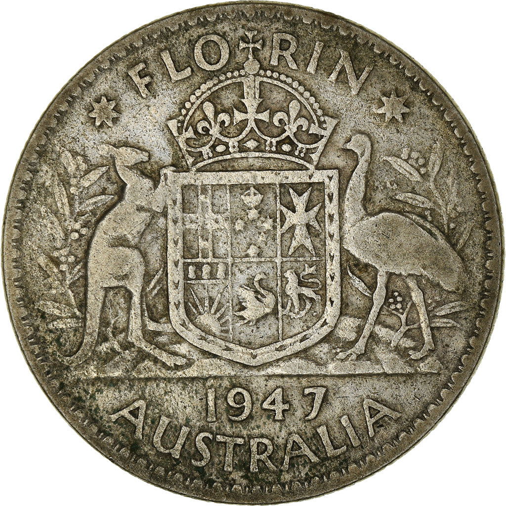 Coin, Australia, George VI, Florin, 1947, Melbourne, VF(30-35), Silver, KM:40a