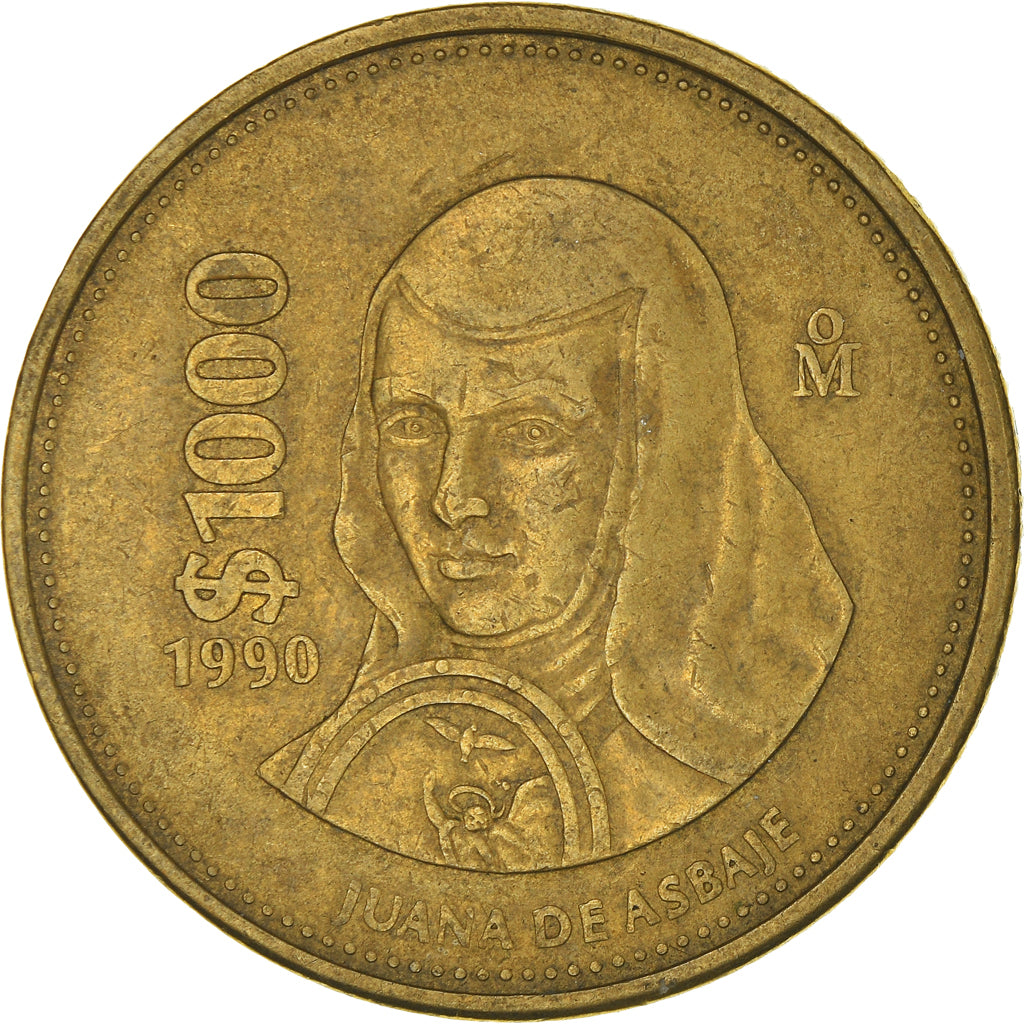 Moneda, México, 1000 Pesos, 1990, Mexico City, BC+, Aluminio - bronce, KM:536