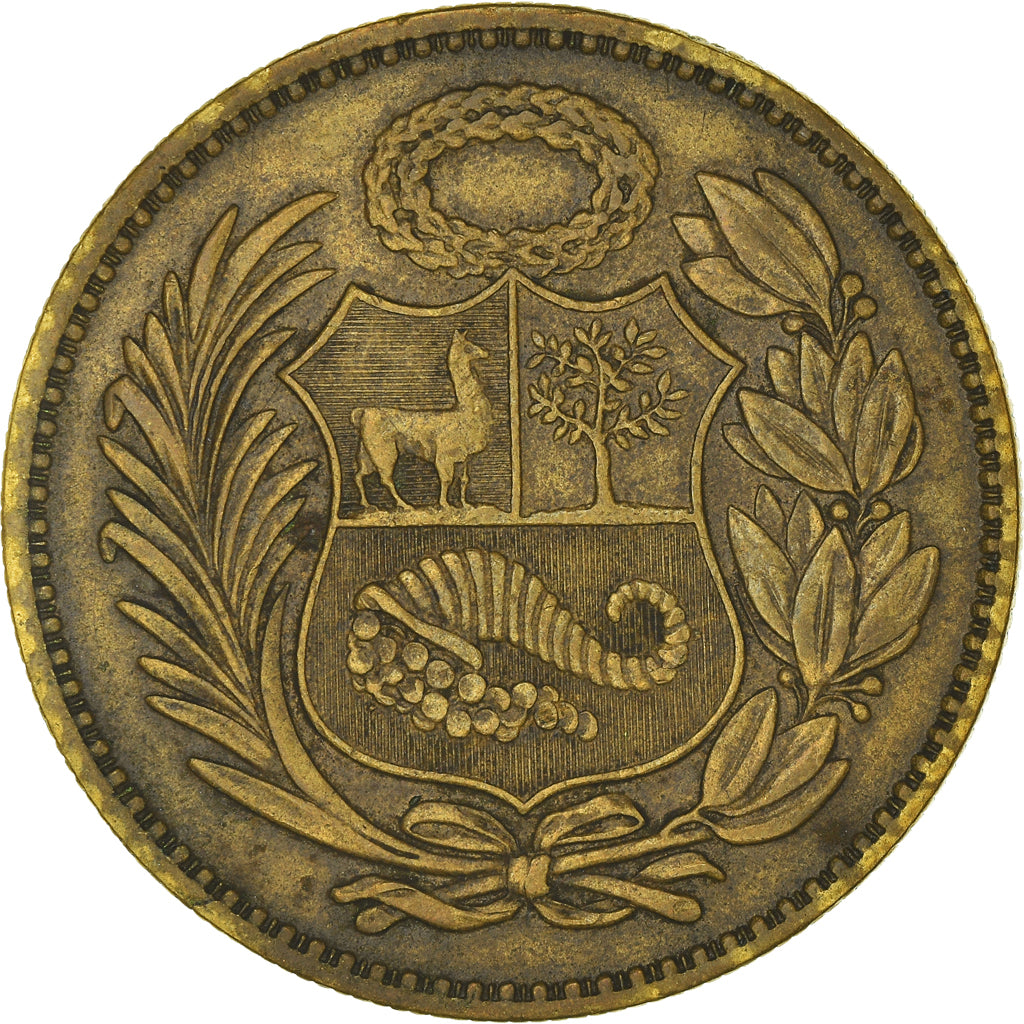 Moneda, Perú, Sol, 1949, Lima, MBC, Latón, KM:222