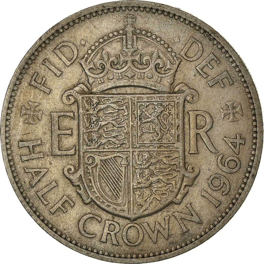 Coin, Great Britain, Elizabeth II, 1/2 Crown, 1964, EF(40-45), Copper-nickel