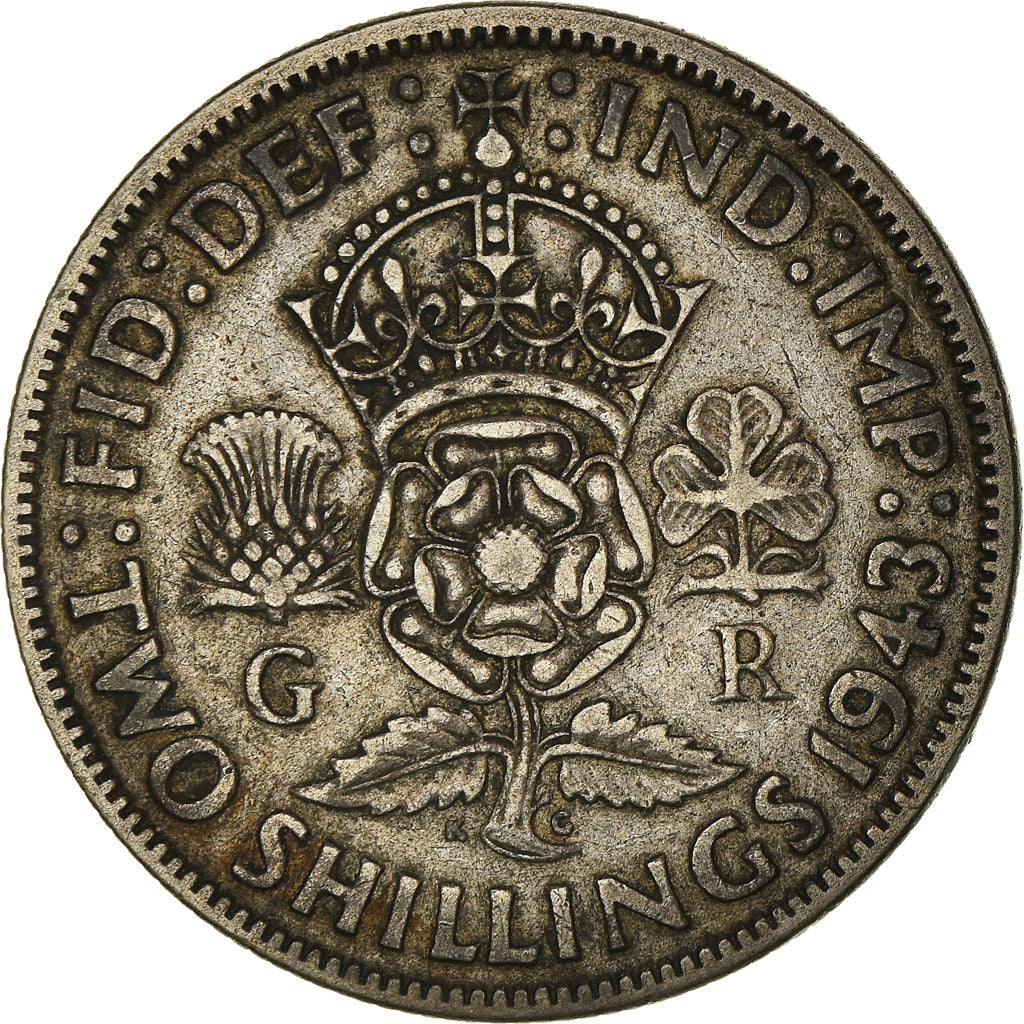 Coin, Great Britain, George VI, Florin, Two Shillings, 1943, VF(30-35), Silver