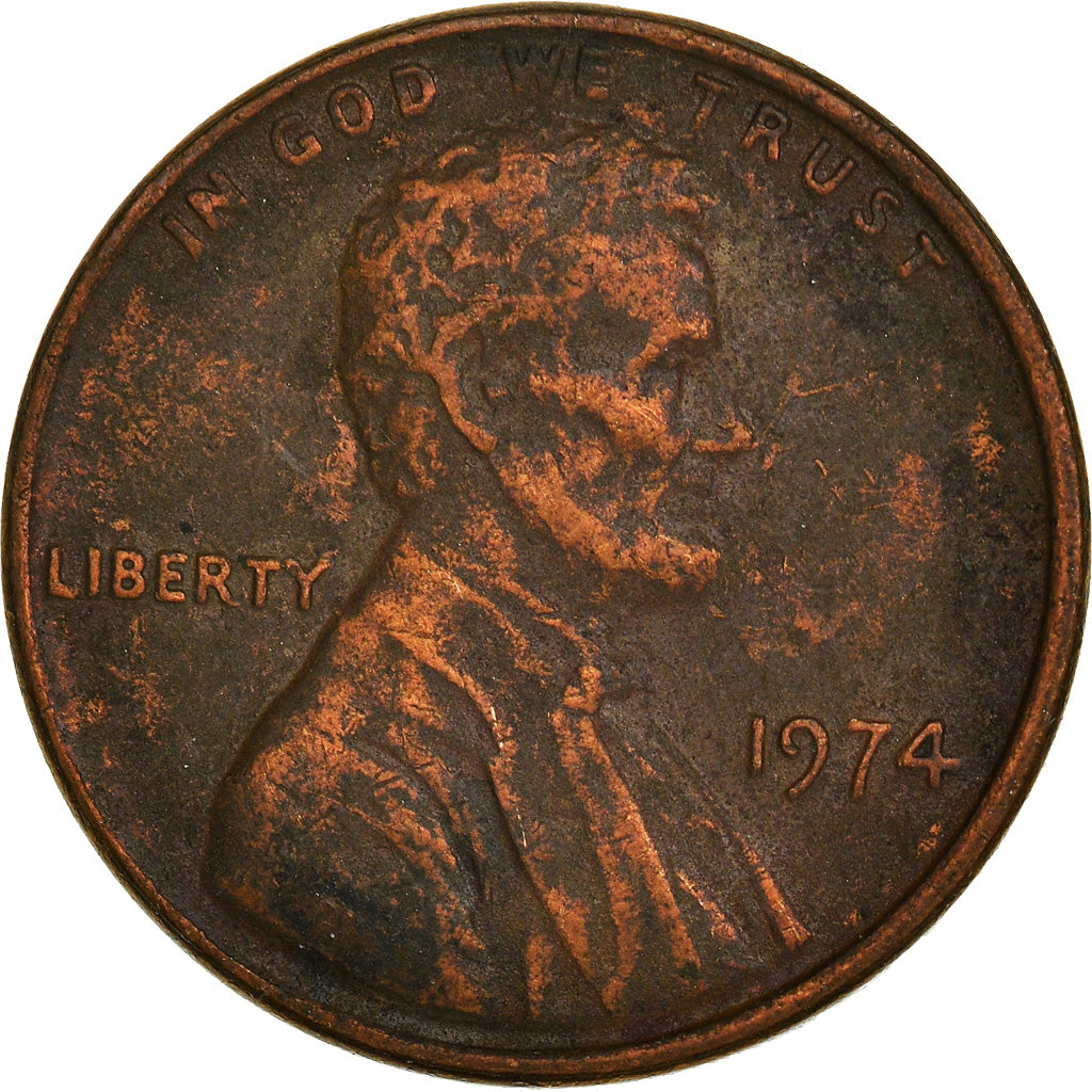 Coin, United States, Lincoln Cent, Cent, 1974, U.S. Mint, Philadelphia
