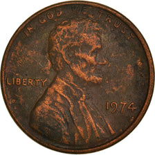 Coin, United States, Lincoln Cent, Cent, 1974, U.S. Mint, Philadelphia