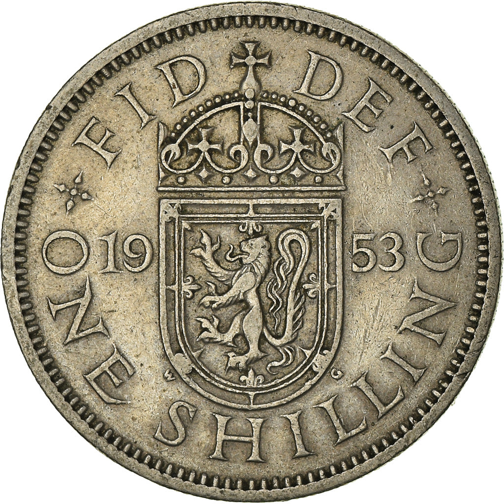 Coin, Great Britain, Elizabeth II, Shilling, 1953, VF(30-35), Copper-nickel