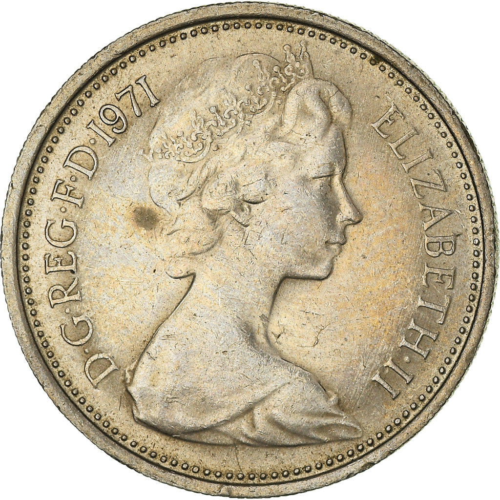 Münze, Großbritannien, Elizabeth II, 5 New Pence, 1971, SS+, Kupfer-Nickel