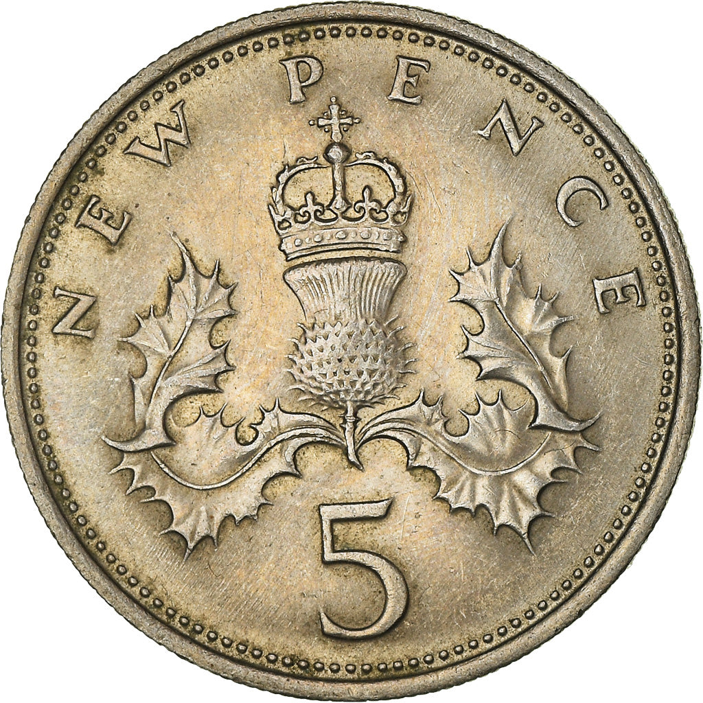 Münze, Großbritannien, Elizabeth II, 5 New Pence, 1971, SS+, Kupfer-Nickel