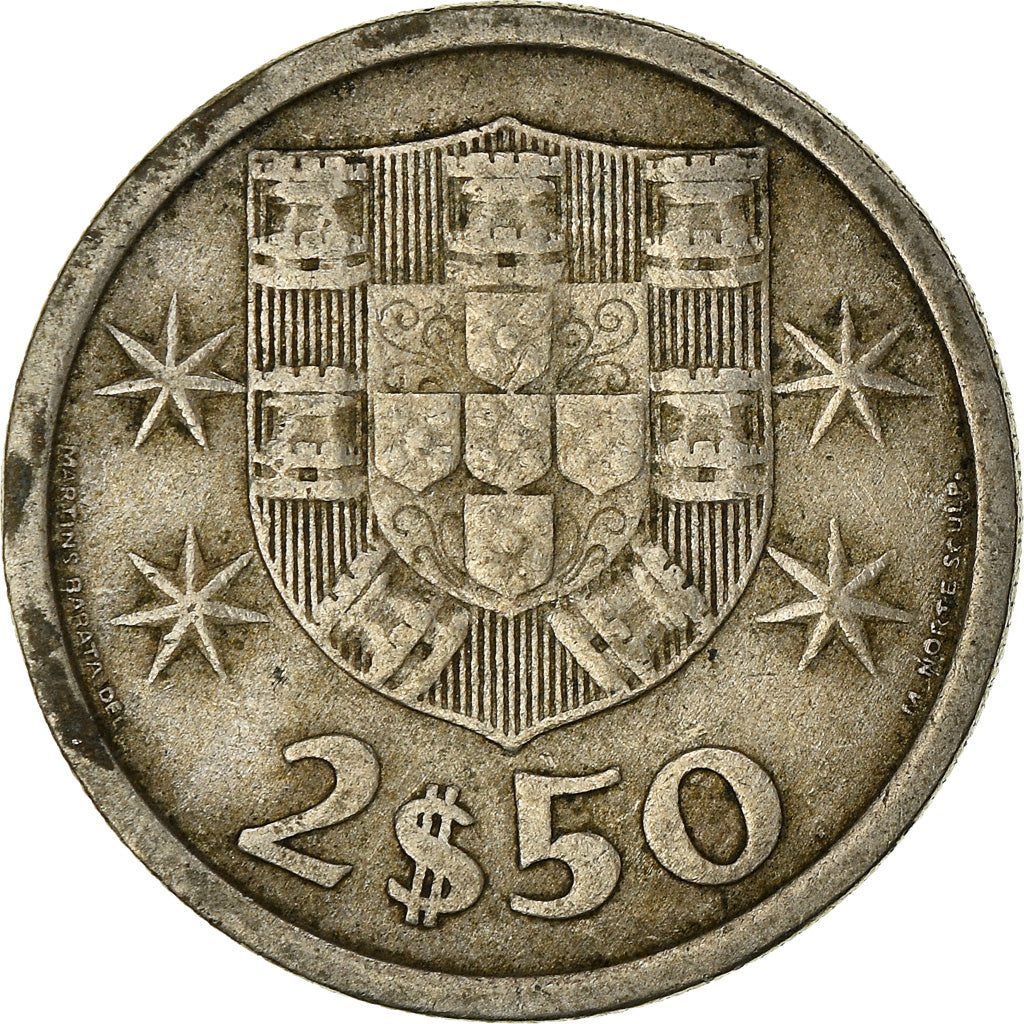 Coin, Portugal, 2-1/2 Escudos, 1967, VF(30-35), Copper-nickel, KM:590