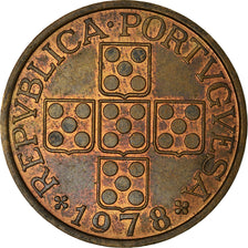 Coin, Portugal, Escudo, 1978, EF(40-45), Bronze, KM:597