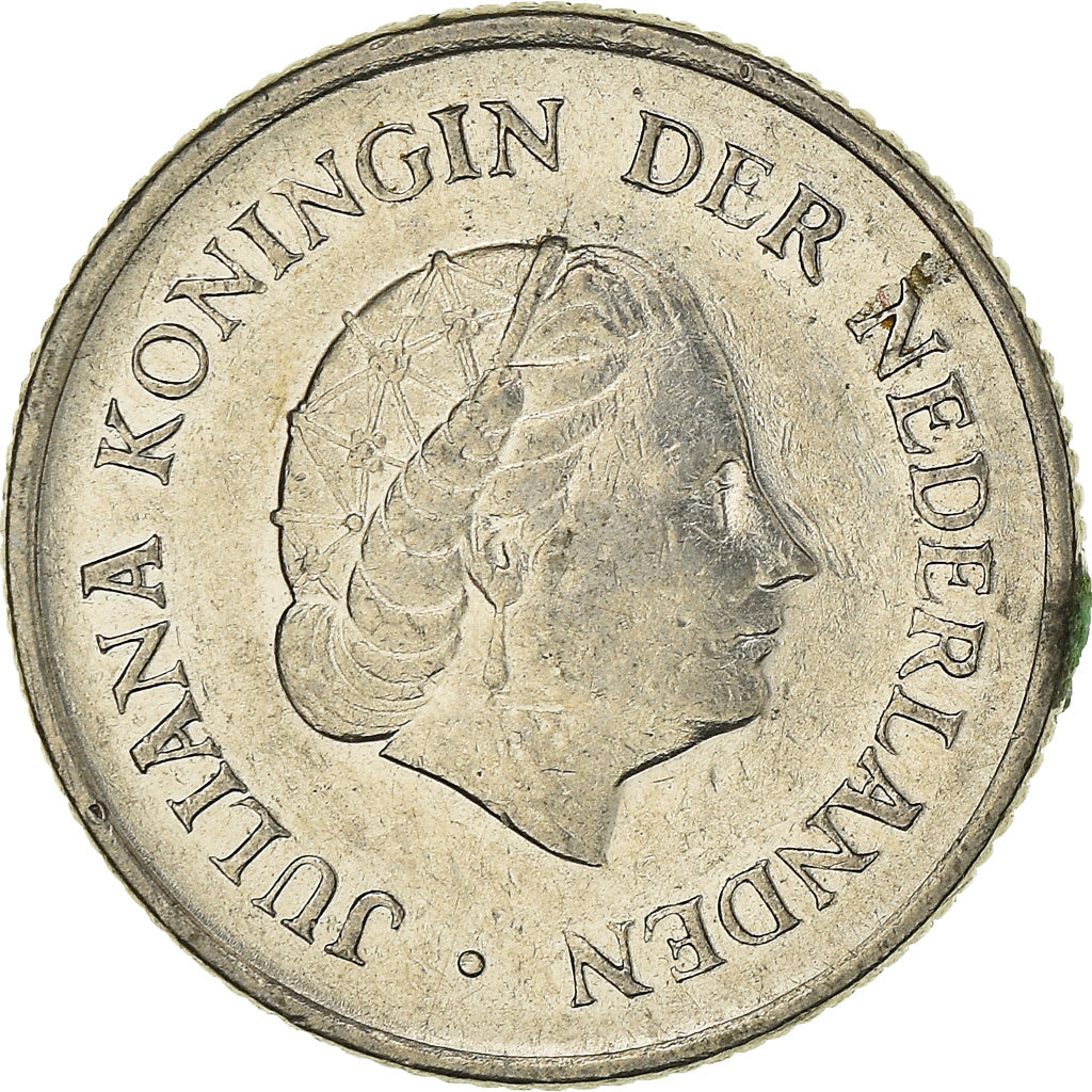 Moneta, Paesi Bassi, Juliana, 25 Cents, 1968, MB+, Nichel, KM:183