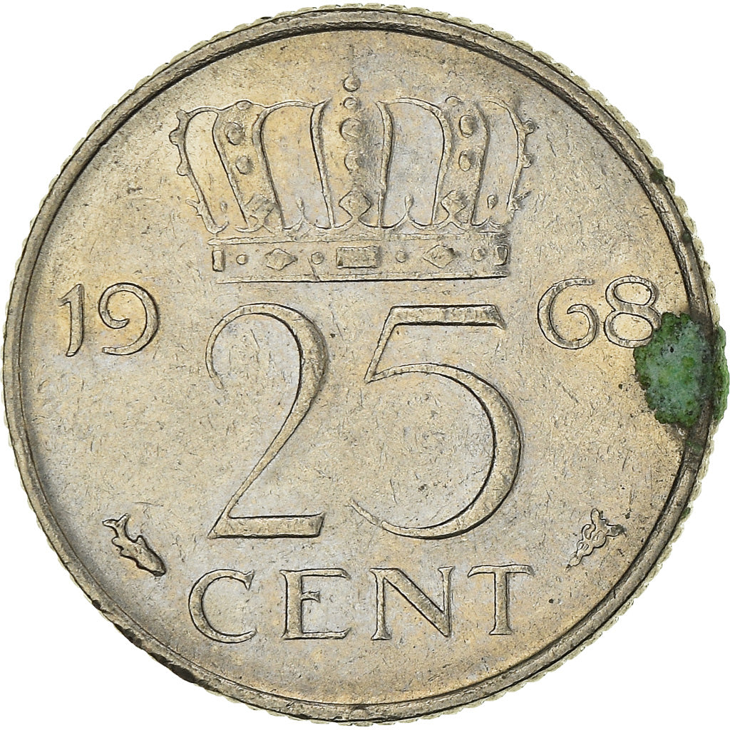 Moneta, Paesi Bassi, Juliana, 25 Cents, 1968, MB+, Nichel, KM:183