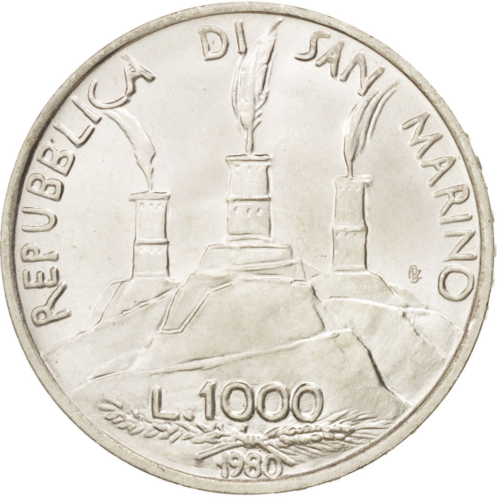 Moneta, San Marino, 1000 Lire, 1980, Rome, SPL+, Argento, KM:112
