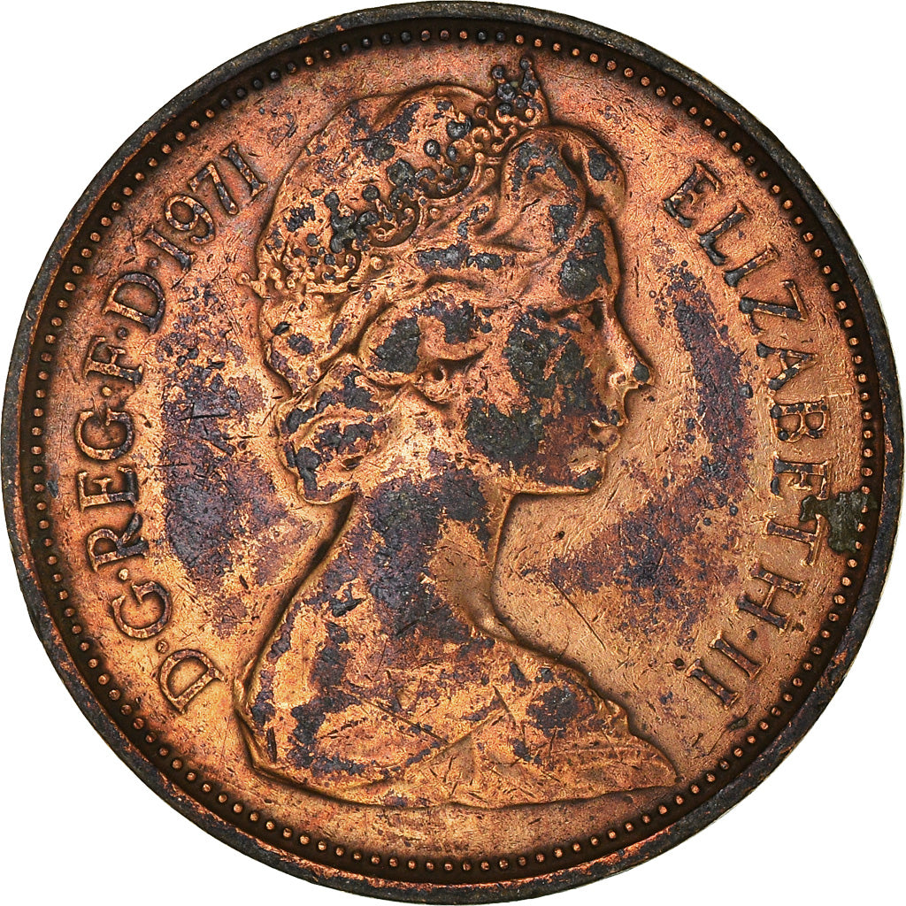 Moneta, Wielka Brytania, Elizabeth II, 2 New Pence, 1971, F(12-15), Brązowy