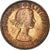 Moneda, Gran Bretaña, Elizabeth II, 1/2 Penny, 1957, BC+, Bronce, KM:896