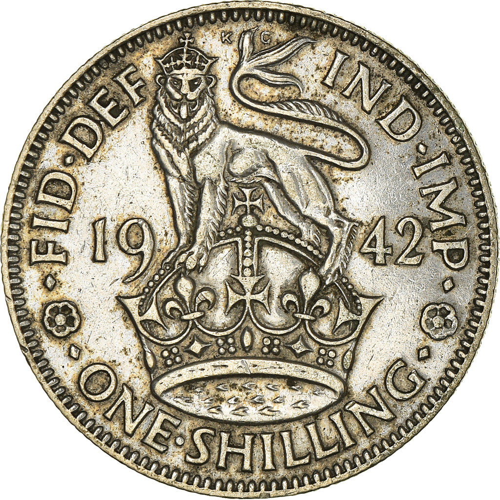 Coin, Great Britain, George VI, Shilling, 1942, EF(40-45), Silver, KM:854
