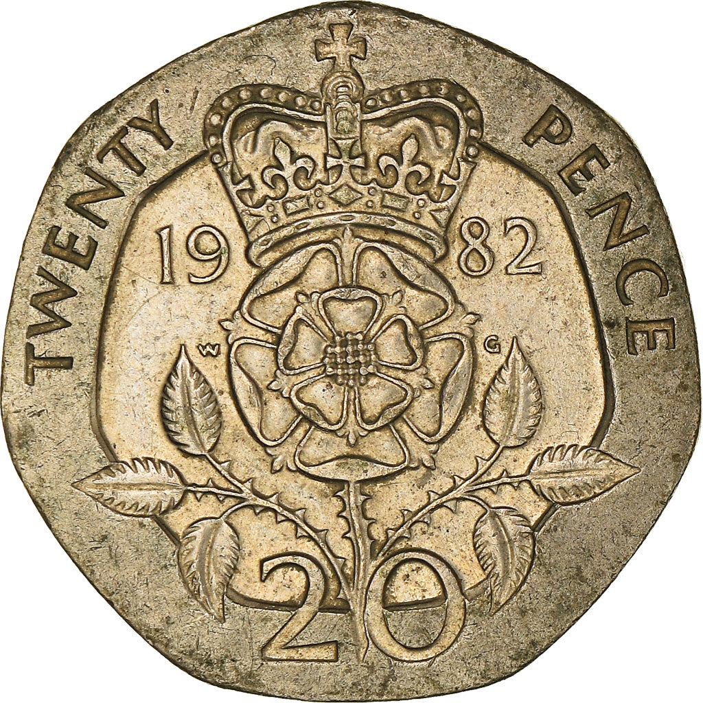 Moeda, Grã-Bretanha, Elizabeth II, 20 Pence, 1982, VF(30-35), Cobre-níquel