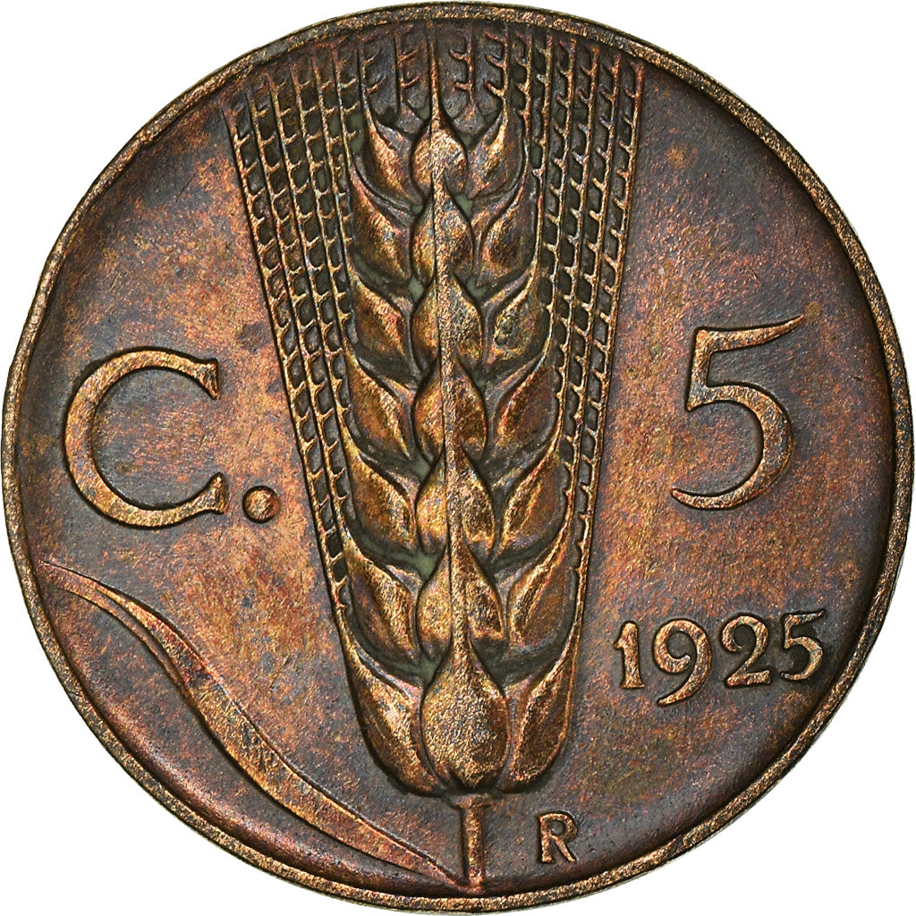 Coin, Italy, Vittorio Emanuele III, 5 Centesimi, 1925, Rome, AU(55-58), Bronze