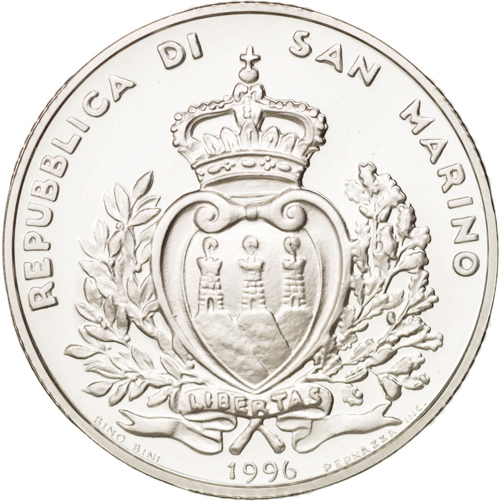San Marino, 10000 Lire, 1996, Rome, MS(64), Silver, KM:342