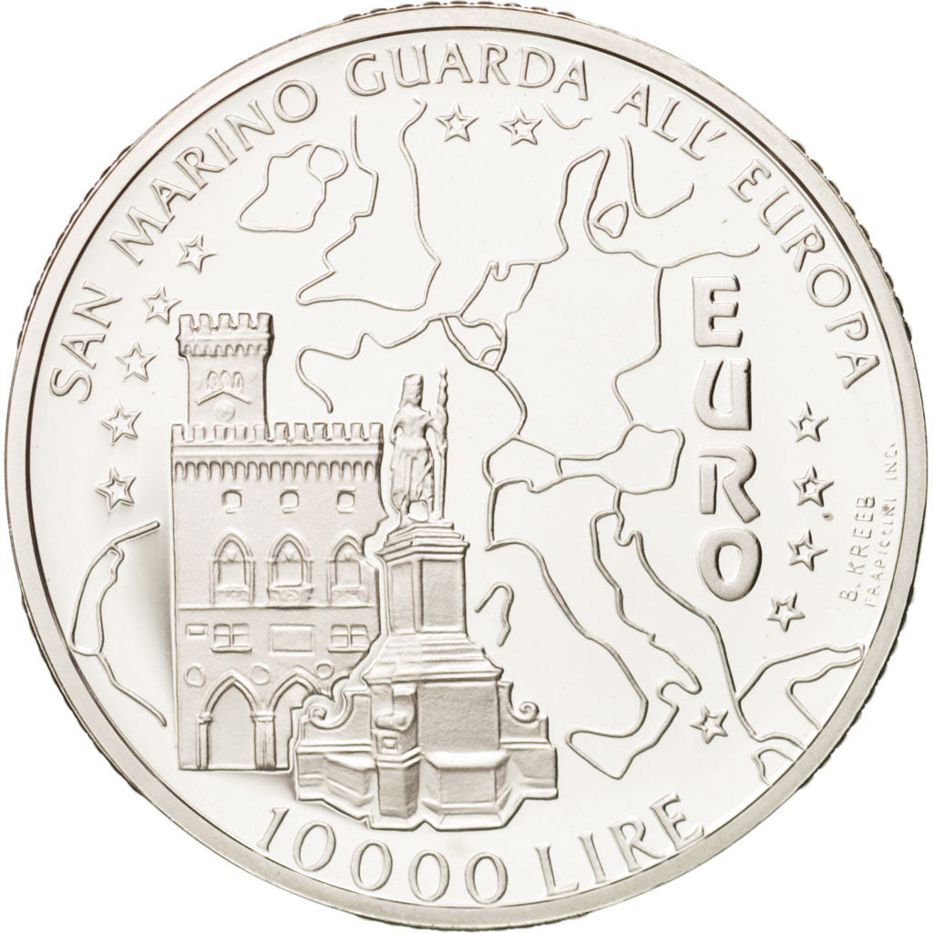 San Marino, 10000 Lire, 1996, Rome, MS(64), Silver, KM:342
