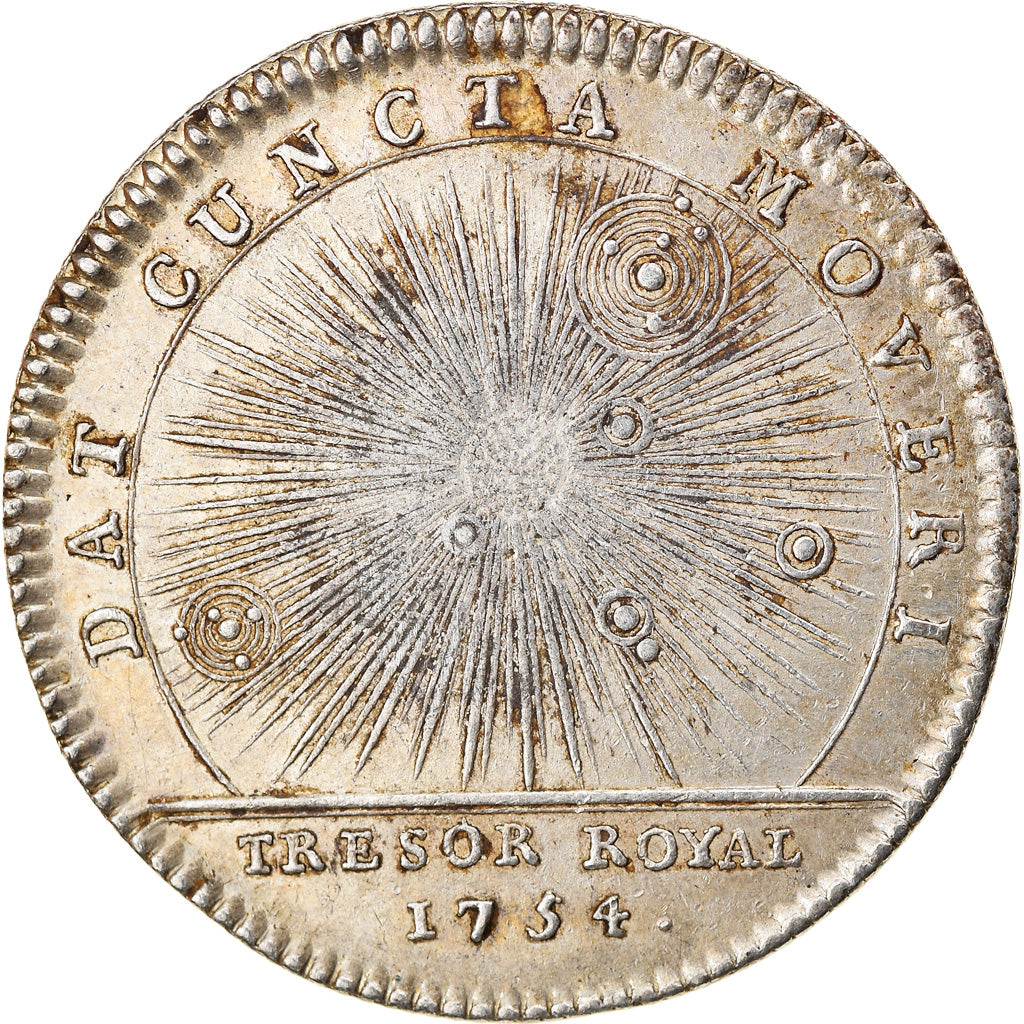 Francja, Token, Louis XV, Trésor Royal, Historia, 1754, AU(50-53), Srebro