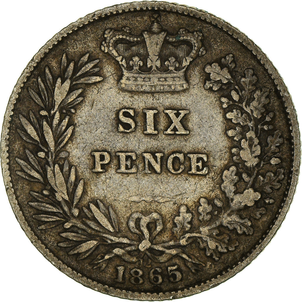 Coin, Great Britain, Victoria, 6 Pence, 1865, VF(20-25), Silver, KM:733.2