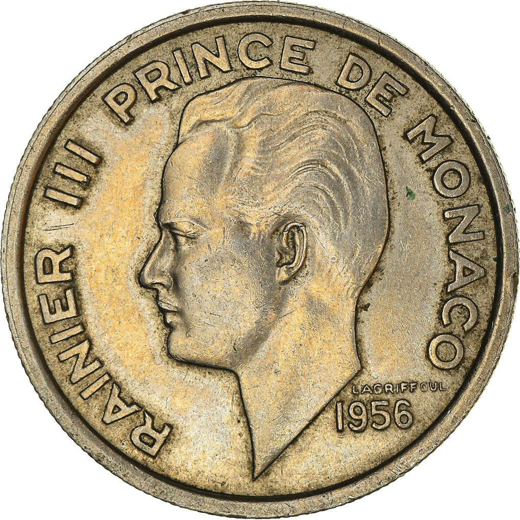 Coin, Monaco, Rainier III, 100 Francs, Cent, 1956, AU(50-53), Copper-nickel
