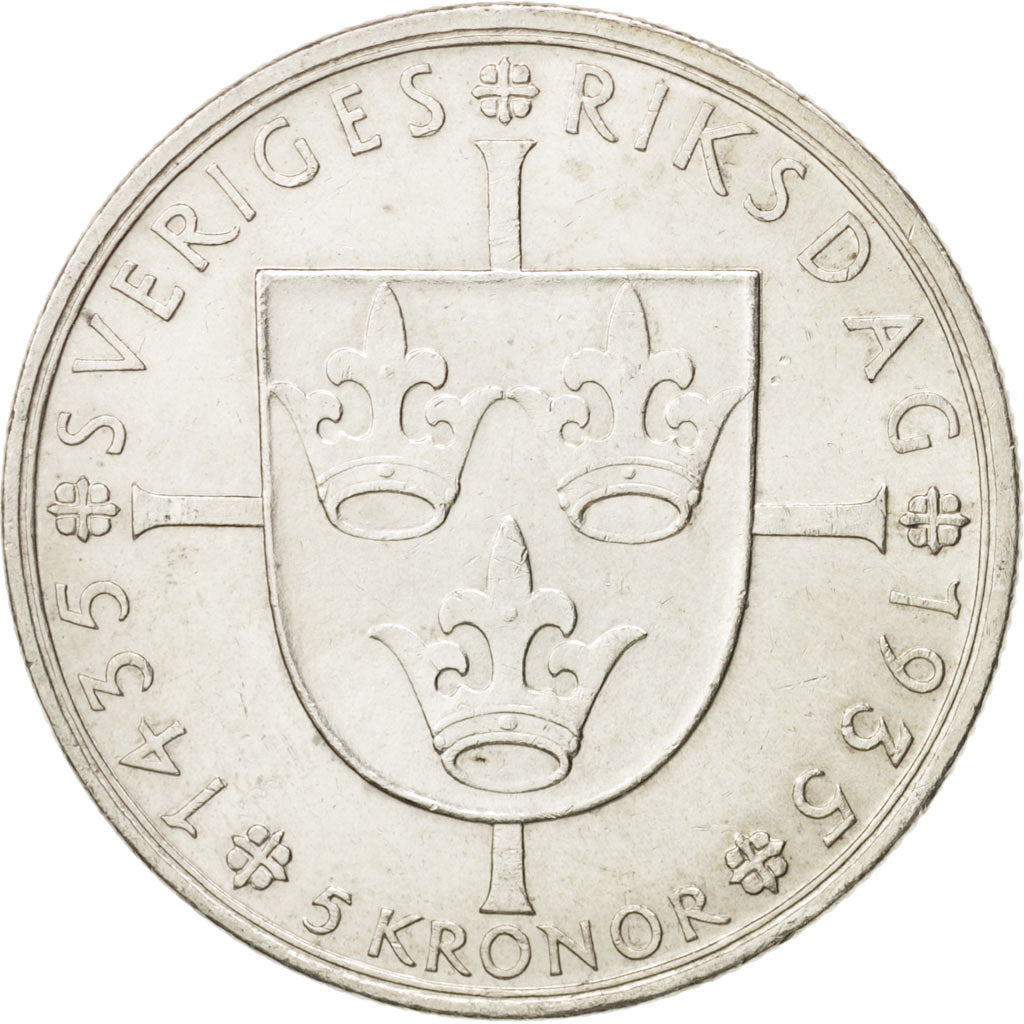 Svezia, Gustaf V, 5 Kronor, 1935, SPL, Argento, KM:806