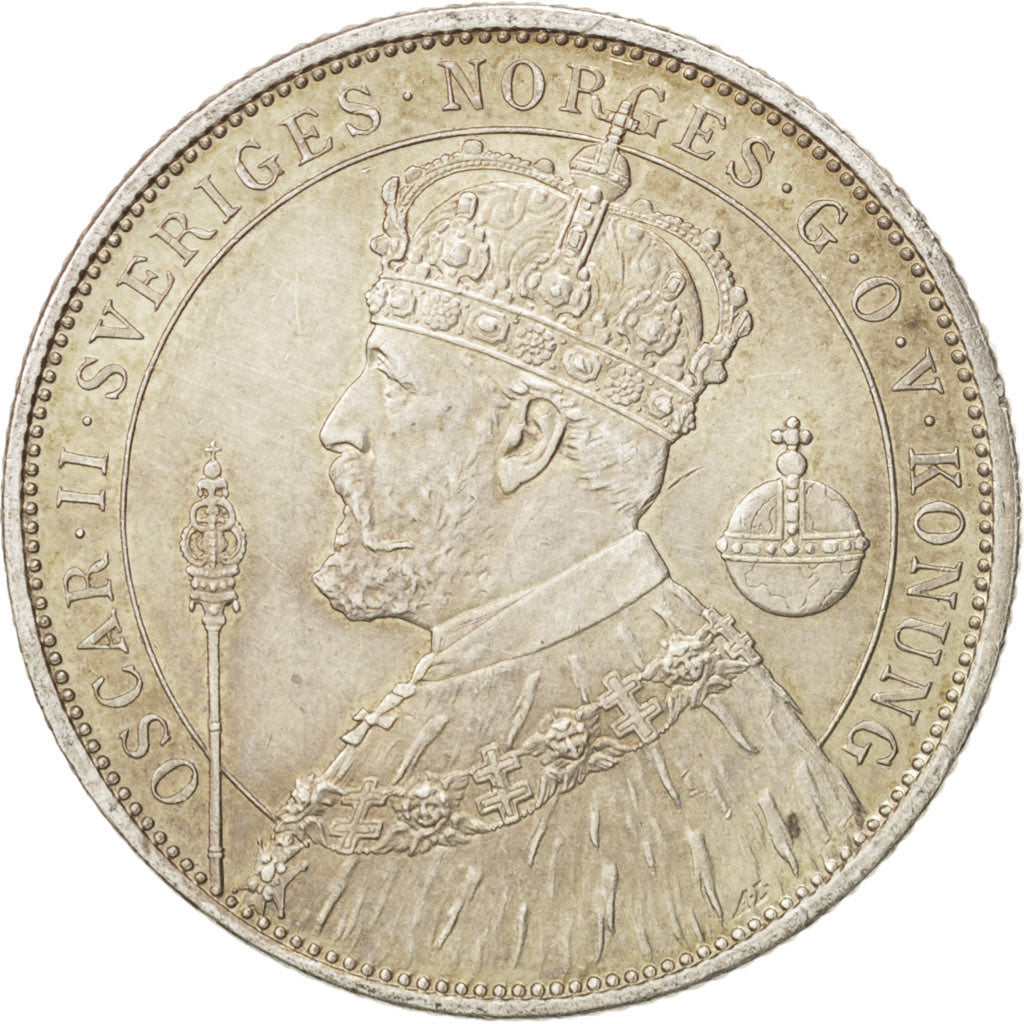 Svezia, Oscar II, 2 Kronor, 1897, SPL-, Argento, KM:762