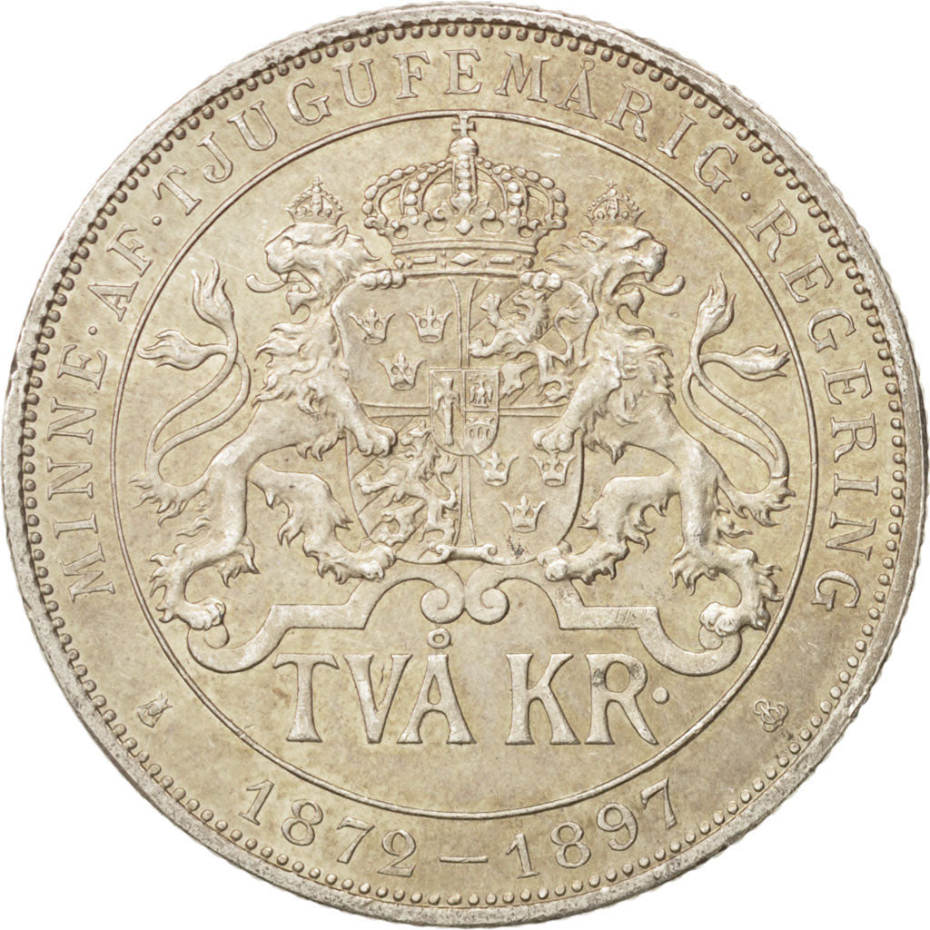 Svezia, Oscar II, 2 Kronor, 1897, SPL-, Argento, KM:762