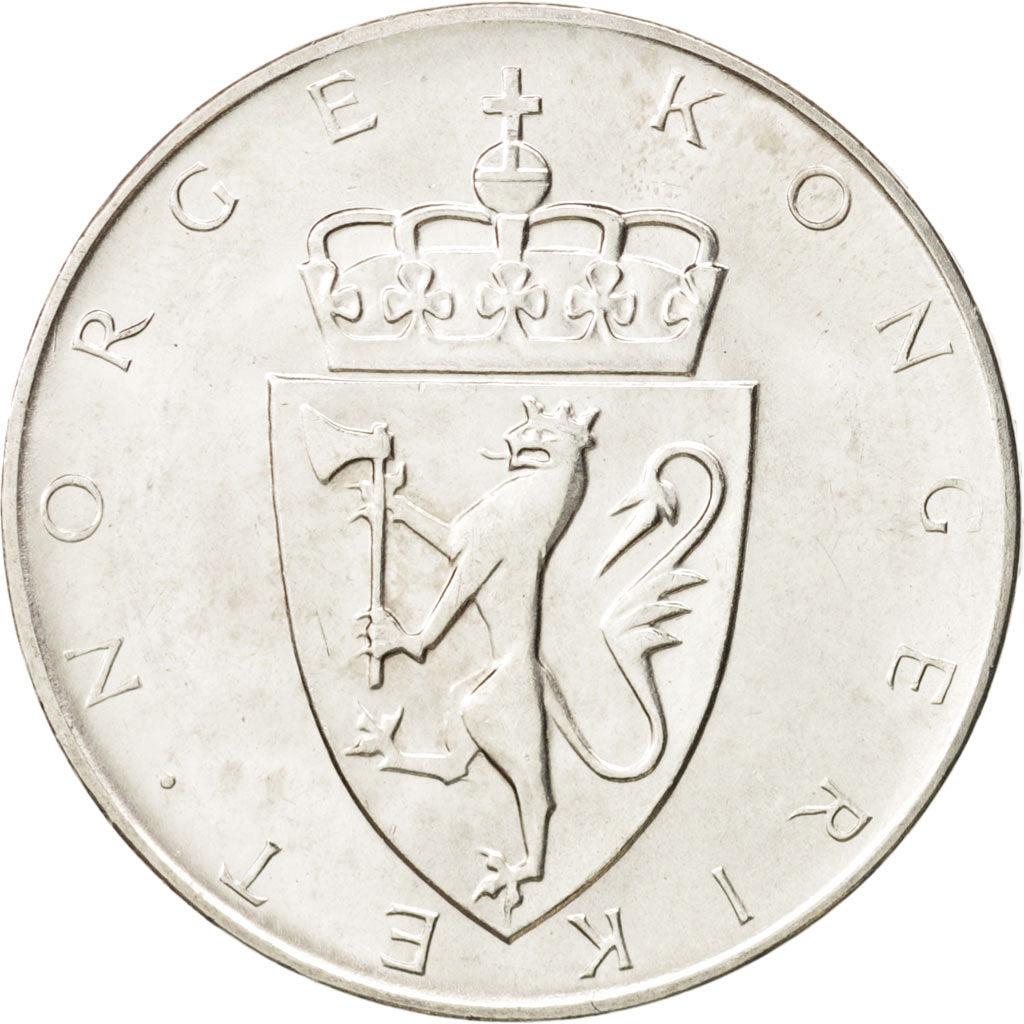 Norvegia, Haakon VII, 10 Kroner, 1964, SPL, Argento, KM:413
