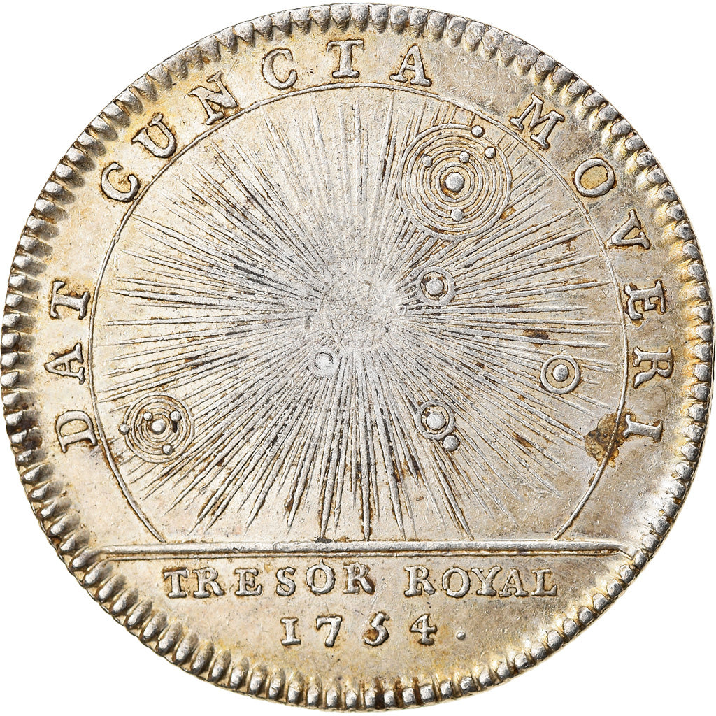 France, Token, Louis XV, Trésor Royal, History, 1754, AU(50-53), Silver