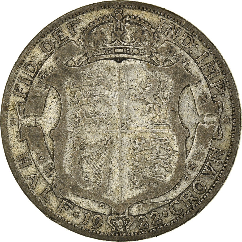 Coin, Great Britain, George V, 1/2 Crown, 1922, VF(20-25), Silver, KM:818.1a