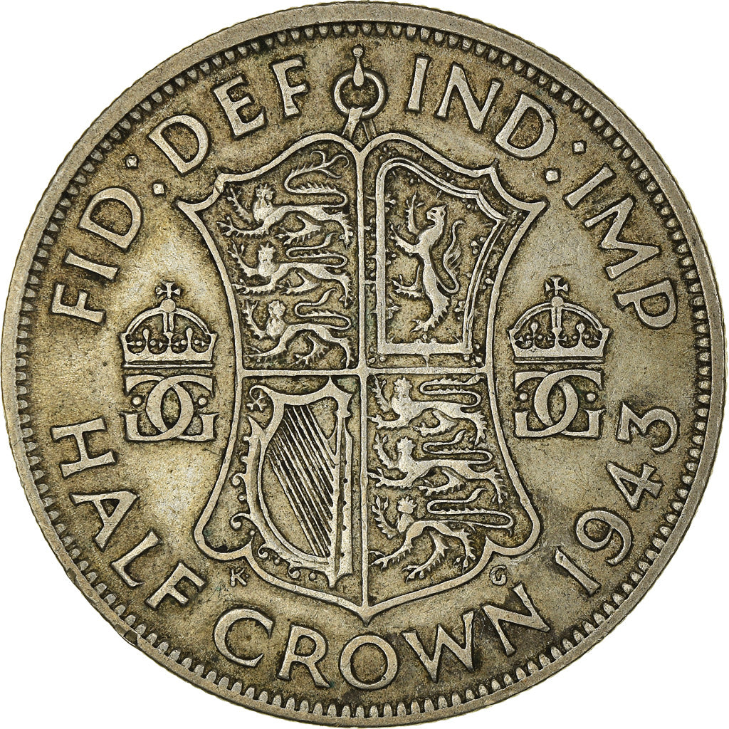 Coin, Great Britain, George VI, 1/2 Crown, 1943, EF(40-45), Silver, KM:856