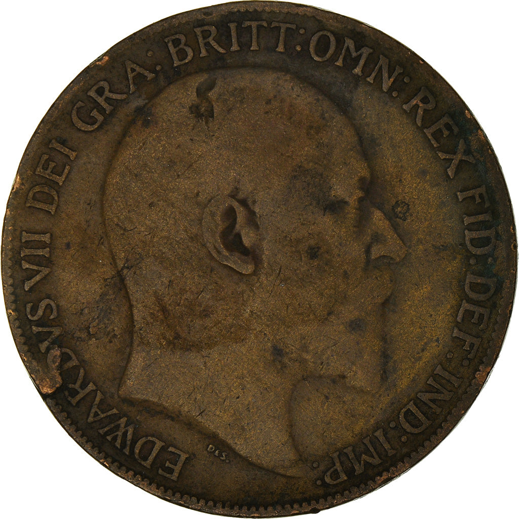 Coin, Great Britain, Edward VII, Penny, 1908, F(12-15), Bronze, KM:794.2