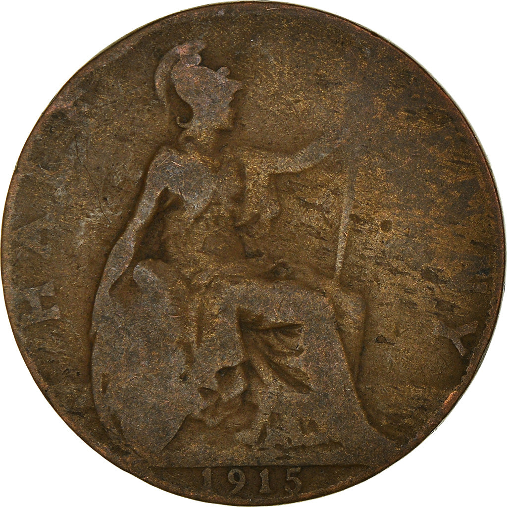 Coin, Great Britain, George V, 1/2 Penny, 1915, F(12-15), Bronze, KM:809