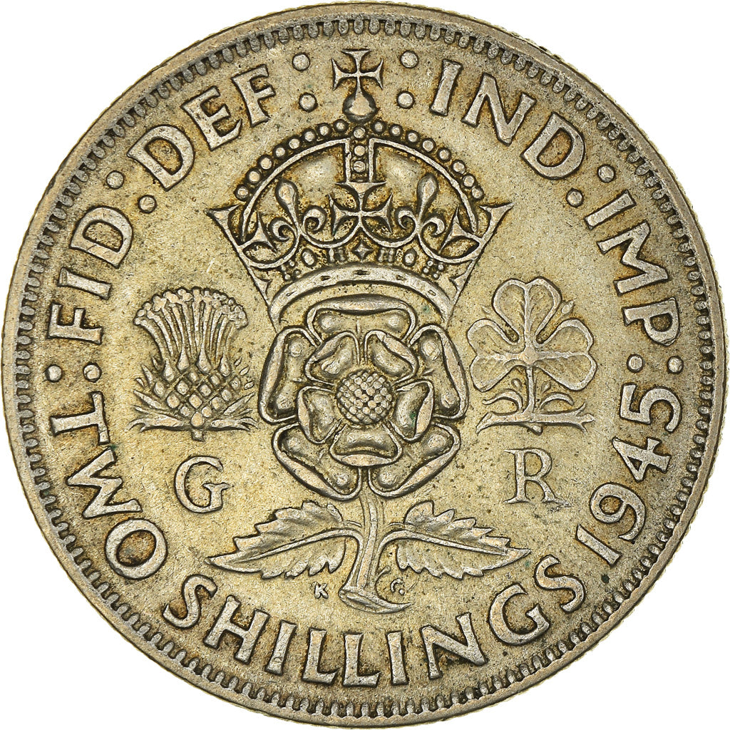 Münze, Großbritannien, George VI, Florin, Two Shillings, 1945, SS, Silber