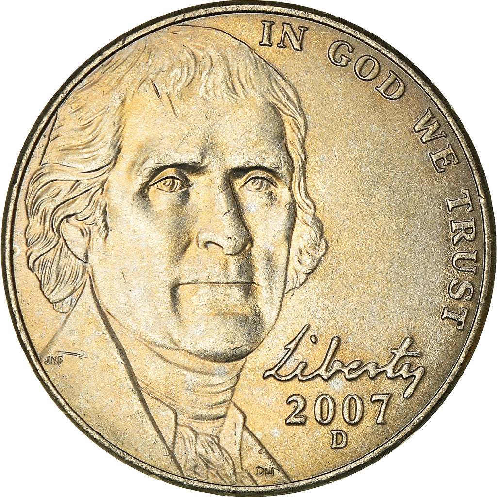 Coin, United States, Jefferson large facing portrait - Enhanced Monticello