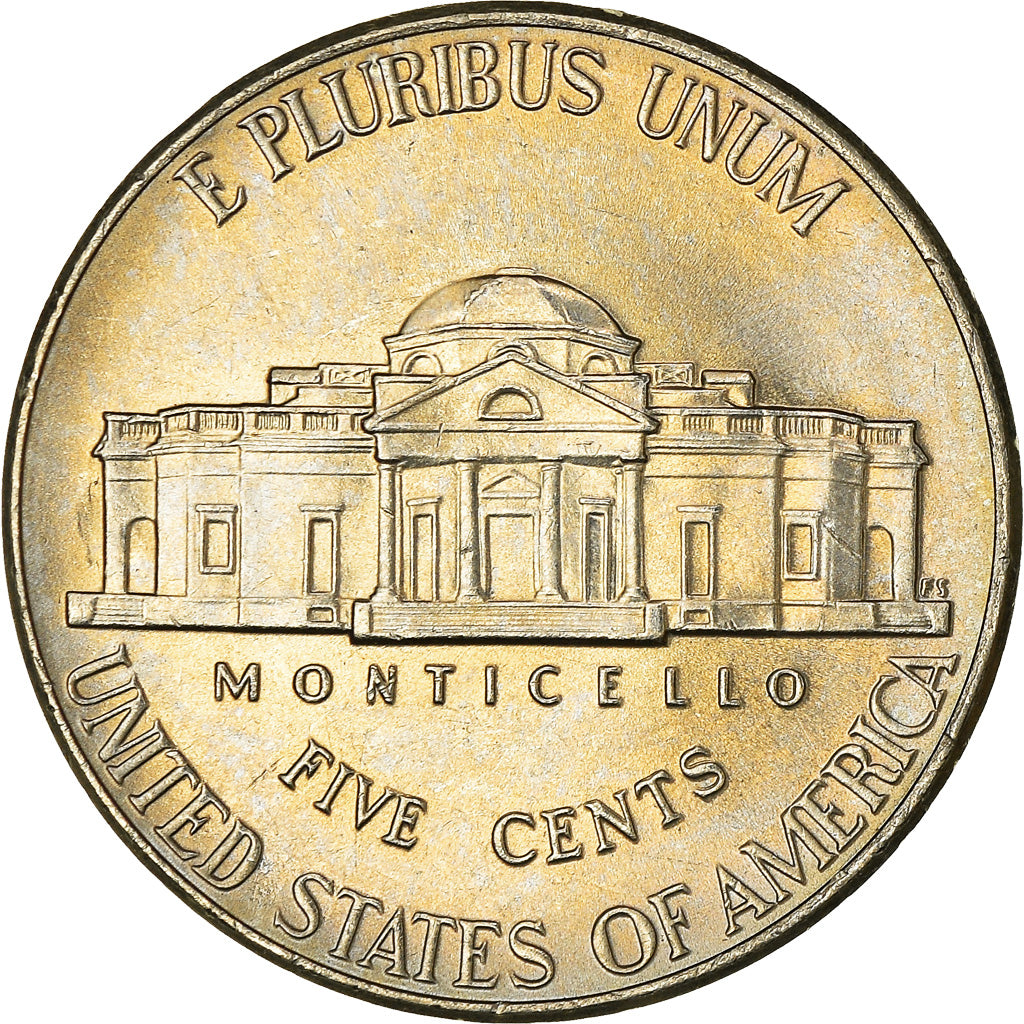 Coin, United States, Jefferson large facing portrait - Enhanced Monticello
