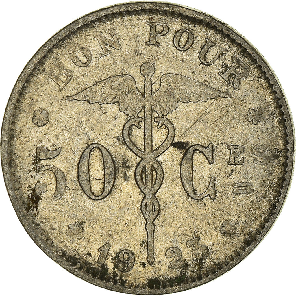 Moneta, Belgia, 50 Centimes, 1923, VF(20-25), Nikiel, KM:87