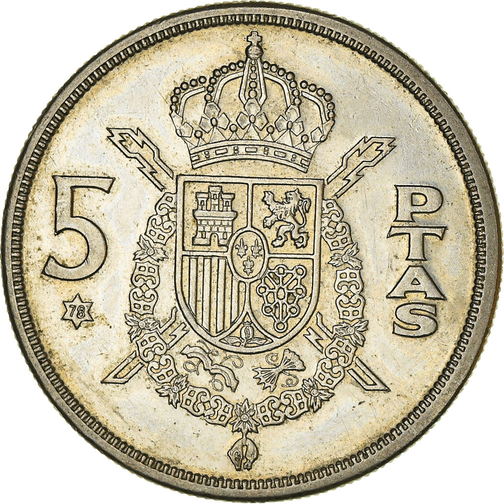 Moneta, Hiszpania, Juan Carlos I, 5 Pesetas, 1978, EF(40-45), Miedź-Nikiel