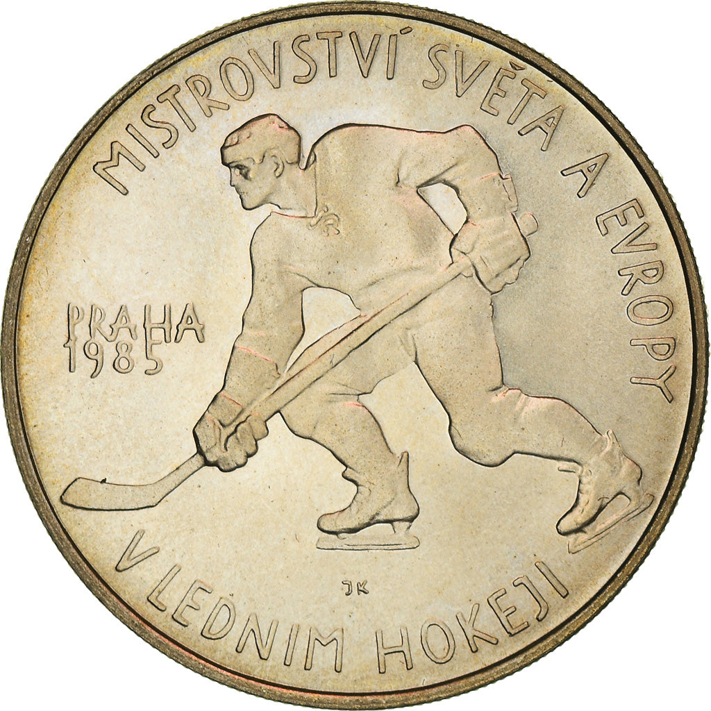 Coin, Czechoslovakia, 100 Korun, 1985, Ice Hockey Championship, MS(63), Silver