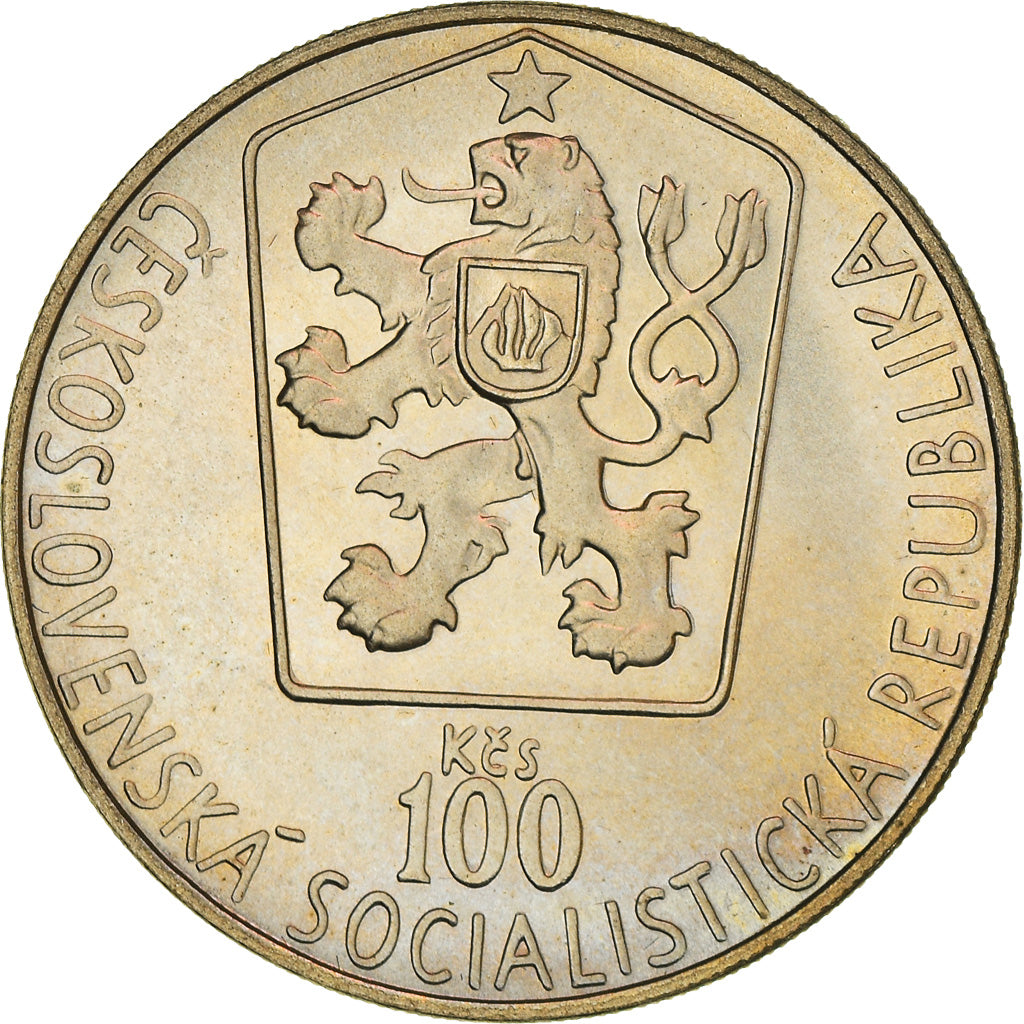 Coin, Czechoslovakia, 100 Korun, 1985, Ice Hockey Championship, MS(63), Silver
