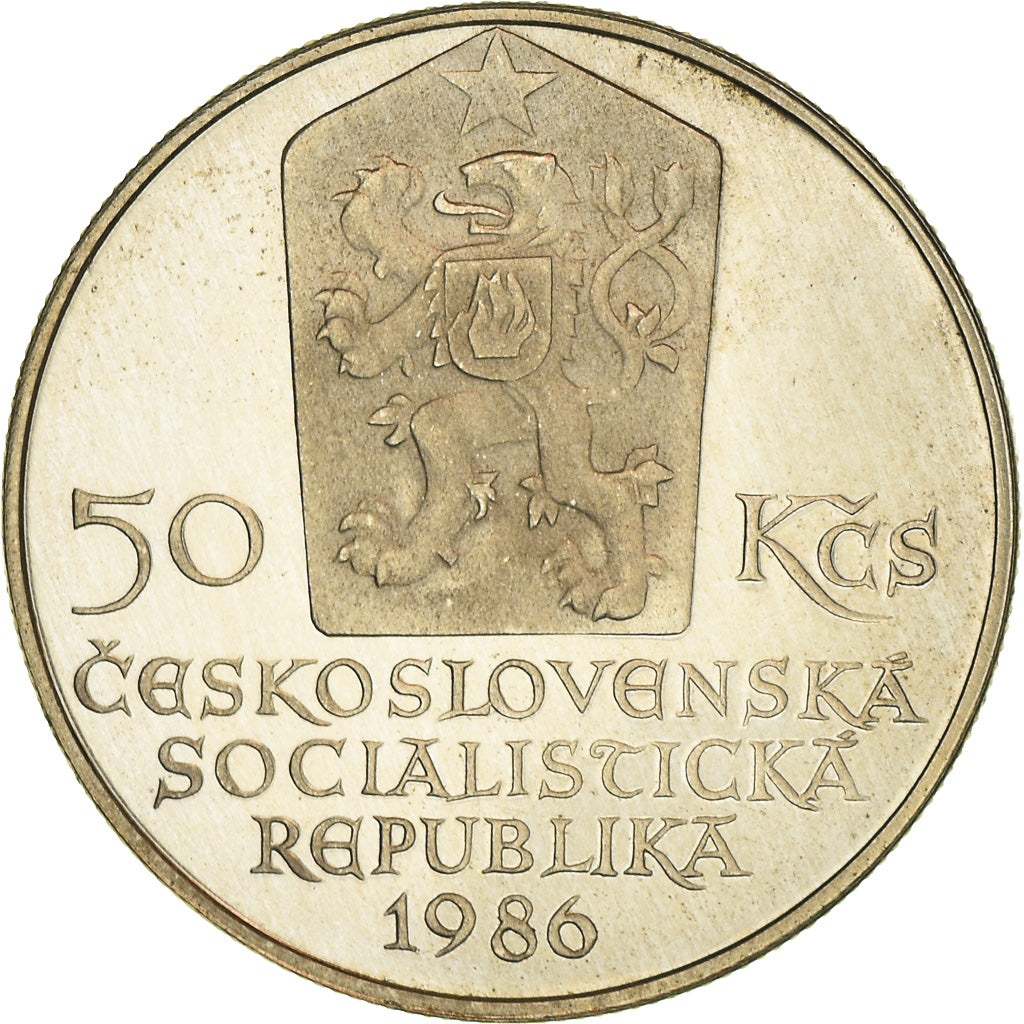 Moneda, Checoslovaquia, 50 Korun, 1986, Bratislava, MBC+, Plata, KM:125