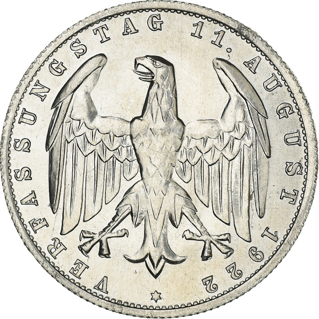 Coin, GERMANY, WEIMAR REPUBLIC, 3 Mark, 1922, Berlin, MS(63), Aluminum, KM:28