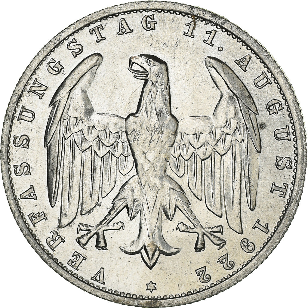 Coin, GERMANY, WEIMAR REPUBLIC, 3 Mark, 1922, Berlin, VF(30-35), Aluminum, KM:28