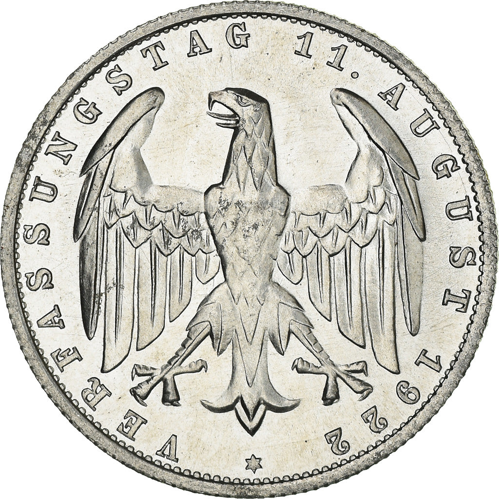 Munten, Duitsland, Weimarrepubliek, 3 Mark, 1922, Berlin, FR+, Aluminium, KM:28