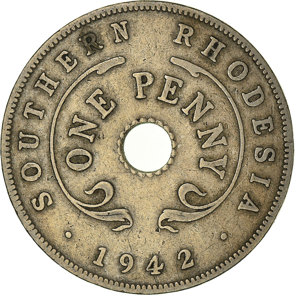Moneda, Rodesia del Sur, George VI, Penny, 1942, British Royal Mint, MBC, Cobre