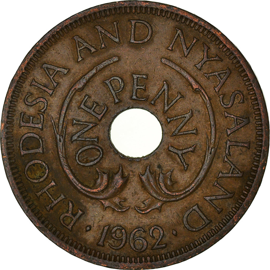 Moeda, Rodésia e Niassalândia, Elizabeth II, Penny, 1962, British Royal Mint